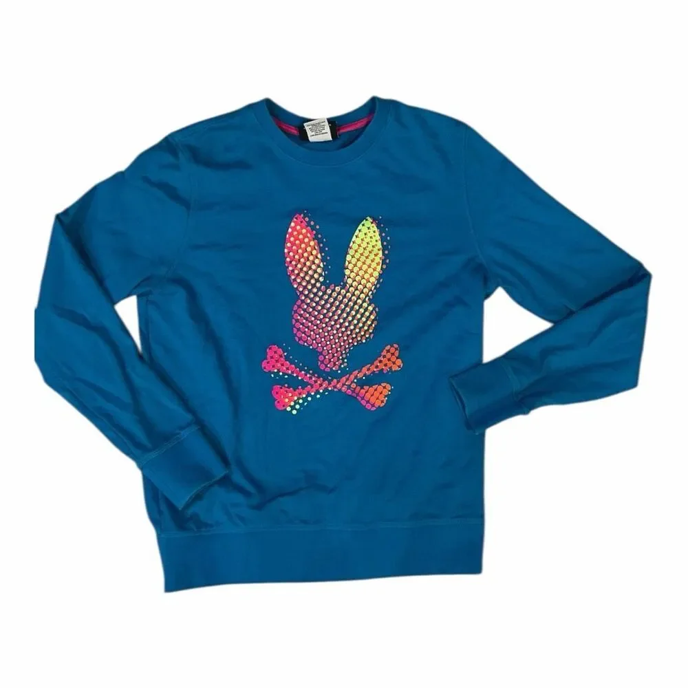 NWOT Psycho Bunny Women's Size Medium Blue Long Sleeve Top Sweater